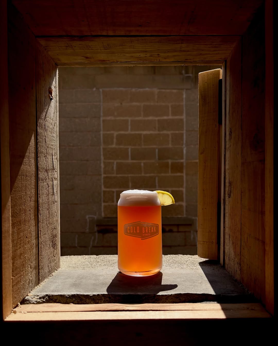 A Cold Break beer framed in the Beer Window
